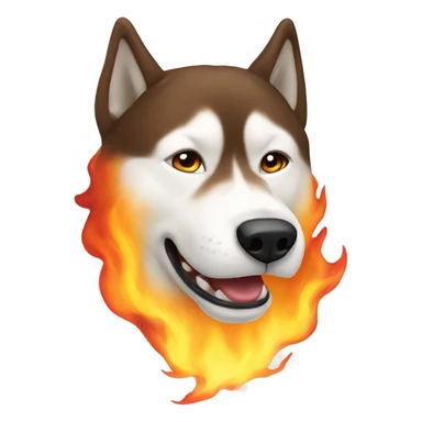 A brown and white husky breathing fire sticker