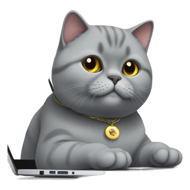 british shorthair cat trading on laptop sticker