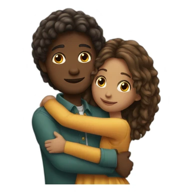 African young man hugging italian girl with long hair sticker