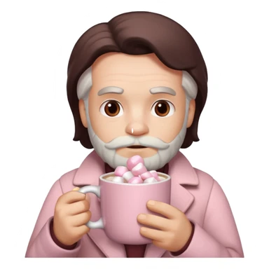 Marx hold  Light Pink mug of hot chocolate with marshmallows in  sticker