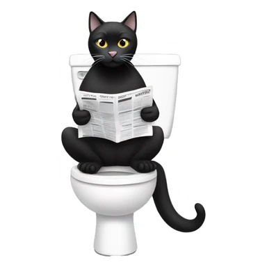 Black and white cat sitting on the toilet reading a newspaper  sticker