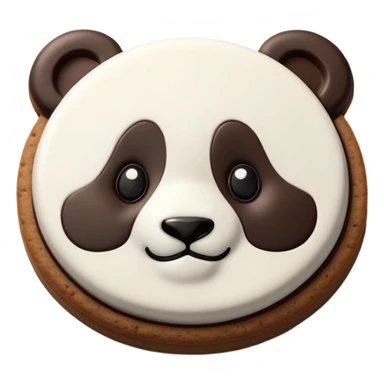 Chocolate biscuit with cute panda face design like Hello Panda cookie, round biscuit with panda face stamped on top sticker