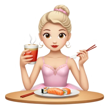 Ballerina cappuccino eating sushi sticker