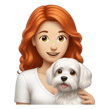 Red-haired girl with Maltese dog sticker