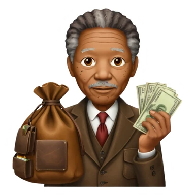 morgan freeman holding money bag sticker
