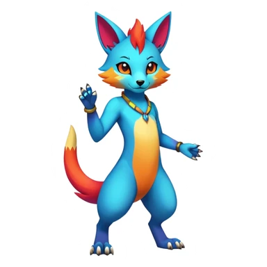 Edgy colorful anthro fursona Fakemon sticker