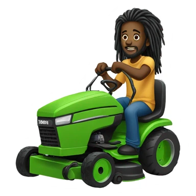 Black man with long dreadlocks mowing sticker