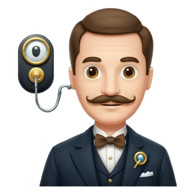 emoji of a gentleman with moustache and monocle standing nearby door welcoming you sticker