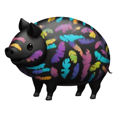 Multicolored Graffiti patterns on a black pig armadillo centipede sticker