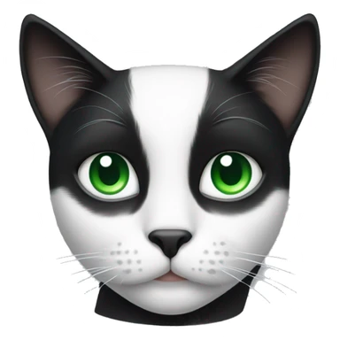 Black and white cat with green eyes  sticker
