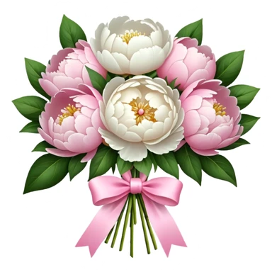 White and pink peonies bouquet  sticker