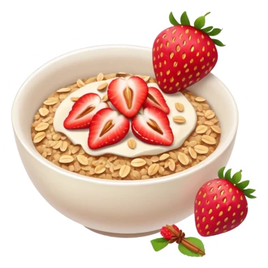 Morning breakfast with oats, strawberries and cinnamon sticker