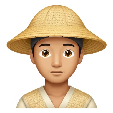 Stereotypical Asian man in rice hat sticker