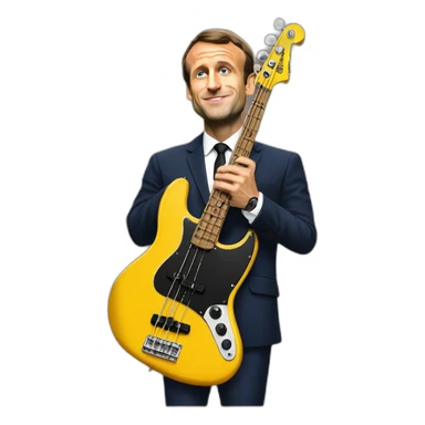 Emmanuel Macron playing Fender Jazz bass sticker
