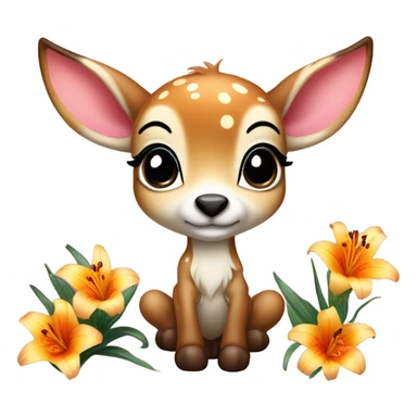 Cute bambi with lily sticker