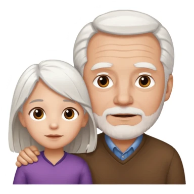 Old White Dad Whith White hair and his Brown little girl sticker