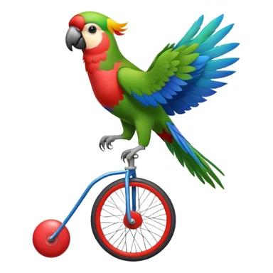 a circus parrot that turns the ball on a unicycle sticker