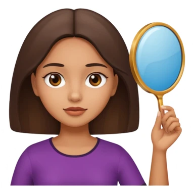 latin girl looking at herself with a hand mirror sticker