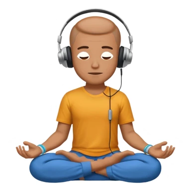 man meditating with headphones sticker