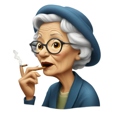 Old lady smoking cigarettes  sticker