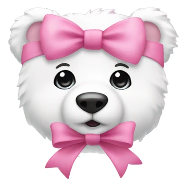 cute white bears face only with a pink bow on it’s ear with a sparkle emoji like this ✨ around it sticker