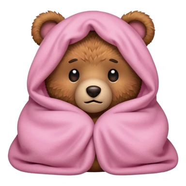 Scared teddy bear hiding under light pink covers sticker