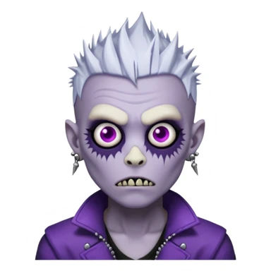 Purple pale skinned zombie boy skin so with white spiky hair. Nose and ear piercings. Emo. sticker