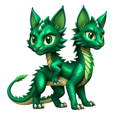 Dark-Green Dragon-type Fakémon-Lynx full body sticker