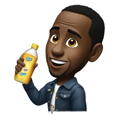 P diddy holding johnsons baby oil bottle sticker