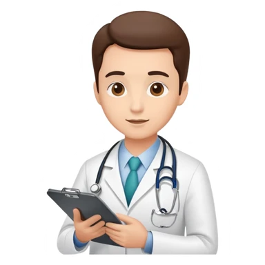 Doctor with clipboard conducting comprehensive medical check-up on patient, routine health examination in clinic sticker