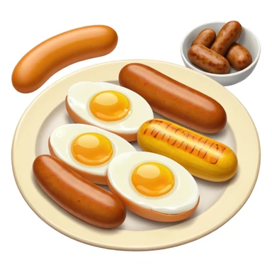 Two boiled eggs and two breakfast sausage restaurant style sticker