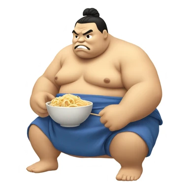 Sumo wrestler eating noodles sticker