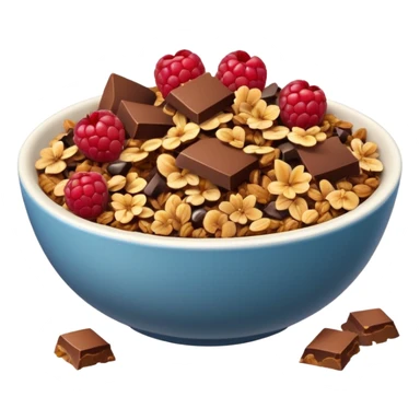 granola bowl with chocolate sticker