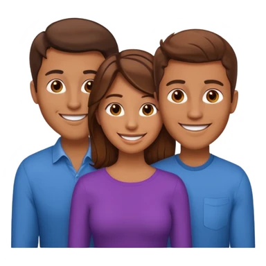 Un trouple : deux hommes  et une femme qui sont amoureux  , ils sont tous blanc et brun  sticker