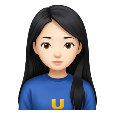 long hair, Asian girl, young adult, university sticker
