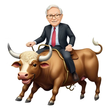 happy Warren Buffet riding bull sticker
