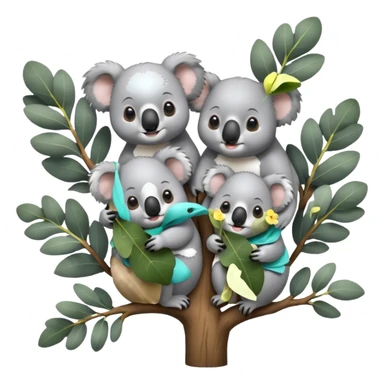 4 koalas sur un arbre sticker