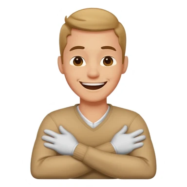 man crossing his arms around his neck laughing sticker