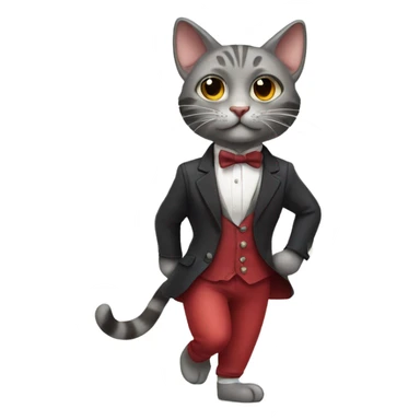 Cat danse tango wearing clothes sticker