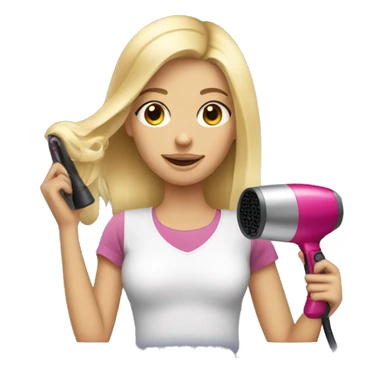 blonde girl holding a blow dryer sticker
