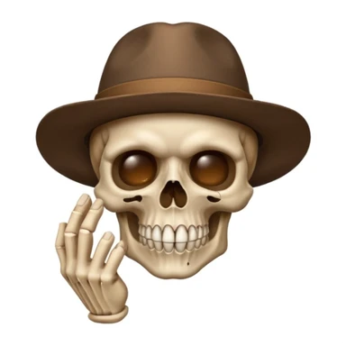 Skull wearing brown hat and hand sing to silence  sticker