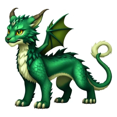 Dark-Green Dragon-type Fakémon-Lynx full body sticker