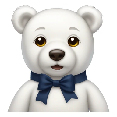 White teddy bear with a navy blue bow  sticker