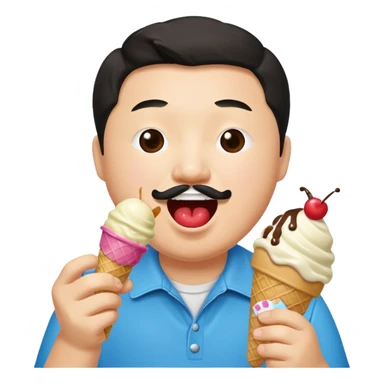 bobby Lee the comedian eating ice cream joyfully sticker