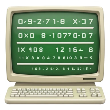 mac os icon code computer retro terminal, black, green white, numbers and code lines on the screen sticker
