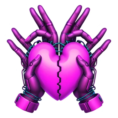 Neon cyberpunk style 
heart made of  hands sticker