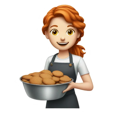 A redheaded girl baking cookies sticker