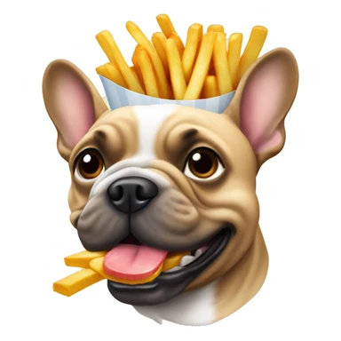 French bull dog eating French fries sticker