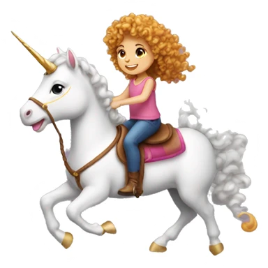 Burnett curly hear little girl riding a unicorn sticker