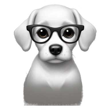 medium-black-and-white-dog-face-with-black-eyes-and-black-glasses-and-polkadot-black-white-bow-sketch sticker